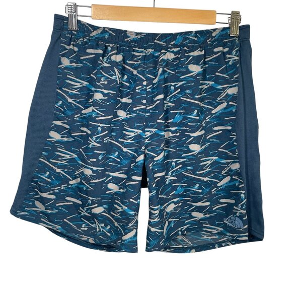 The North Face Lined Running Shorts Mens Medium Zip Pocket Lightweight Blue - Picture 1 of 7